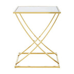Gold Square Side Table with Stainless Steel Frame | Reena