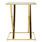 Gold Square Side Table with Stainless Steel Frame | Reena