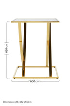 Gold Square Side Table with Stainless Steel Frame | Reena