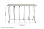 Silver Mirrored Top Console Table with Chrome Finish Sweeping Stainless Steel Frame, Reena