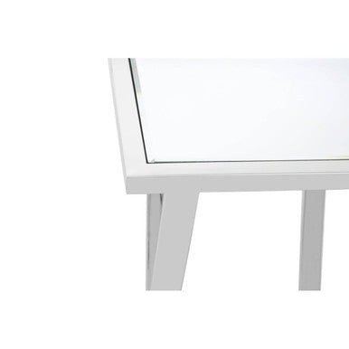 Silver Mirrored Top Console Table with Chrome Finish Sweeping Stainless Steel Frame, Reena