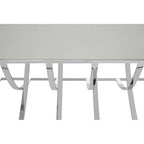 Silver Mirrored Top Coffee Table with Chrome Finish Sweeping Stainless Steel Frame, Reena
