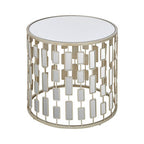 Silver Small Side Table with Mirrored Top | Raina
