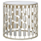 Silver Small Side Table with Mirrored Top | Raina