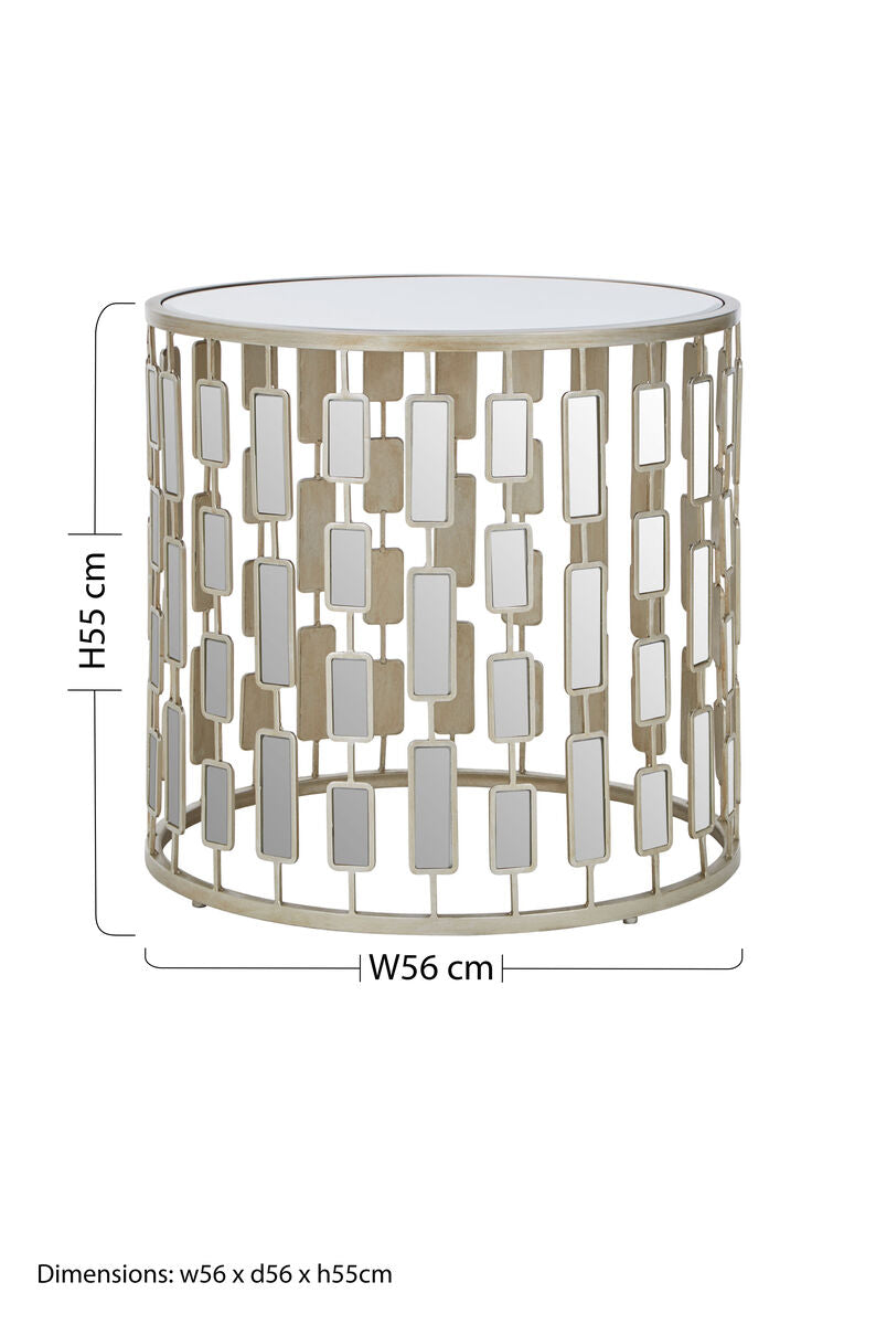 Silver Small Side Table with Mirrored Top | Raina