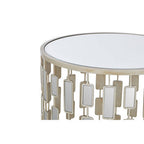Silver Small Side Table with Mirrored Top | Raina