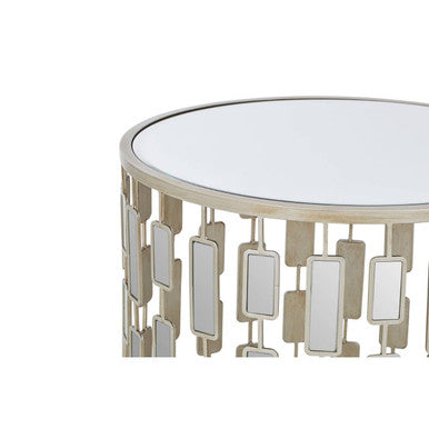 Silver Small Side Table with Mirrored Top | Raina