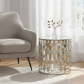 Silver Small Side Table with Mirrored Top | Raina