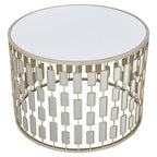 Gold Large Round Coffee Table with Mirrored Top | Raina