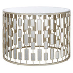 Gold Large Round Coffee Table with Mirrored Top | Raina