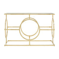Gold Finish Stainless Steel Console Table with Tempered Glass Top, Roena