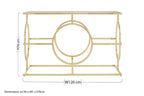Gold Finish Stainless Steel Console Table with Tempered Glass Top, Roena