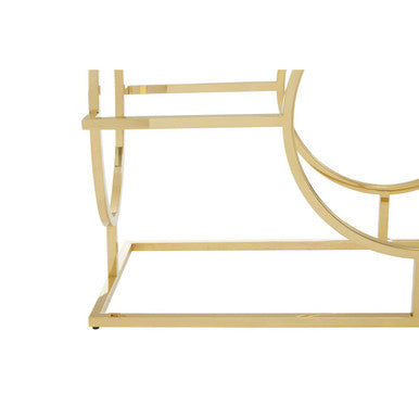 Gold Finish Stainless Steel Console Table with Tempered Glass Top, Roena