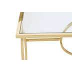 Gold Finish Stainless Steel Console Table with Tempered Glass Top, Roena
