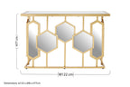 Gold Finish Iron Frame Console Table with Rectangular Mirrored Top, Rio