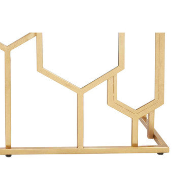 Gold Finish Iron Frame Console Table with Rectangular Mirrored Top, Rio