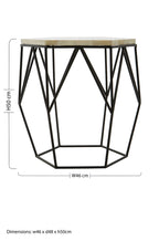 Black and White Resin Hexagon Side Table with Black Wireframe Base | Harlo