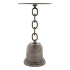 Black Nickel Aluminium Side Table with Chain Design and Tiered Pedestal Base, Zane