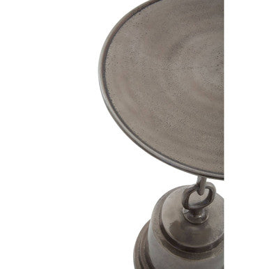 Black Nickel Aluminium Side Table with Chain Design and Tiered Pedestal Base, Zane