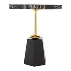 Assorted Horn Effect Hexagonal Top Side Table with Gold Pedestal and Black Base | Odell