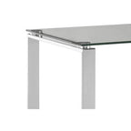 Square Glass Top End Table with Silver Stainless Steel Legs, Allure