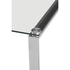 Square Glass Top End Table with Silver Stainless Steel Legs, Allure