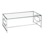 Silver Reflective Frame Coffee Table with Clear Tempered Glass Top | Allure