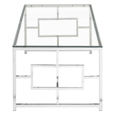 Silver Reflective Frame Coffee Table with Clear Tempered Glass Top | Allure
