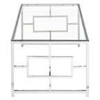 Silver Reflective Frame Coffee Table with Clear Tempered Glass Top | Allure