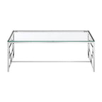 Silver Reflective Frame Coffee Table with Clear Tempered Glass Top | Allure
