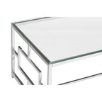 Silver Reflective Frame Coffee Table with Clear Tempered Glass Top | Allure
