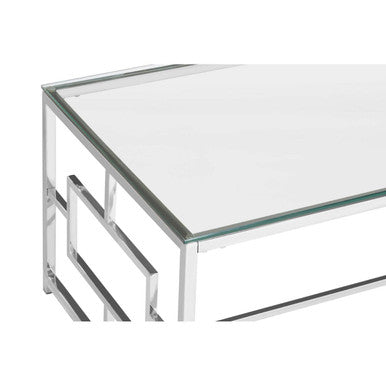 Silver Reflective Frame Coffee Table with Clear Tempered Glass Top | Allure