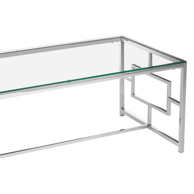 Silver Reflective Frame Coffee Table with Clear Tempered Glass Top | Allure