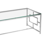 Silver Reflective Frame Coffee Table with Clear Tempered Glass Top | Allure