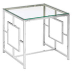 Silver Reflective Frame End Table with Clear Tempered Glass Top | Allure