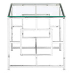 Silver Reflective Frame End Table with Clear Tempered Glass Top | Allure