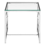 Silver Reflective Frame End Table with Clear Tempered Glass Top | Allure
