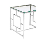 Silver Reflective Frame End Table with Clear Tempered Glass Top | Allure