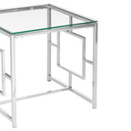 Silver Reflective Frame End Table with Clear Tempered Glass Top | Allure