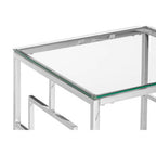 Silver Reflective Frame End Table with Clear Tempered Glass Top | Allure