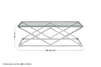 Silver Reflective Stainless Steel Coffee Table with Clear Tempered Glass Top | Allure