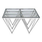 Silver Prismatic Base Coffee Table with Clear Glass Top and 6 Pincer Style Legs | Allure
