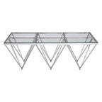 Silver Prismatic Base Coffee Table with Clear Glass Top and 6 Pincer Style Legs | Allure