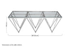 Silver Prismatic Base Coffee Table with Clear Glass Top and 6 Pincer Style Legs | Allure