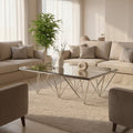 Silver Prismatic Base Coffee Table with Clear Glass Top and 6 Pincer Style Legs | Allure
