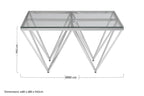 Silver Tempered Glass Coffee Table with Reflective Steel 4 Leg Base | Allure