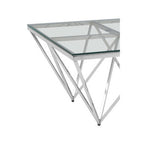 Silver Tempered Glass Coffee Table with Reflective Steel 4 Leg Base | Allure