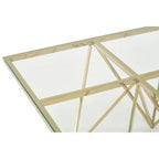 Gold Prismatic Square Coffee Table with Clear Glass Top and Pincer Style Legs | Allure