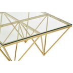 Gold Prismatic Square Coffee Table with Clear Glass Top and Pincer Style Legs | Allure