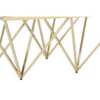 Gold Prismatic Square Coffee Table with Clear Glass Top and Pincer Style Legs | Allure